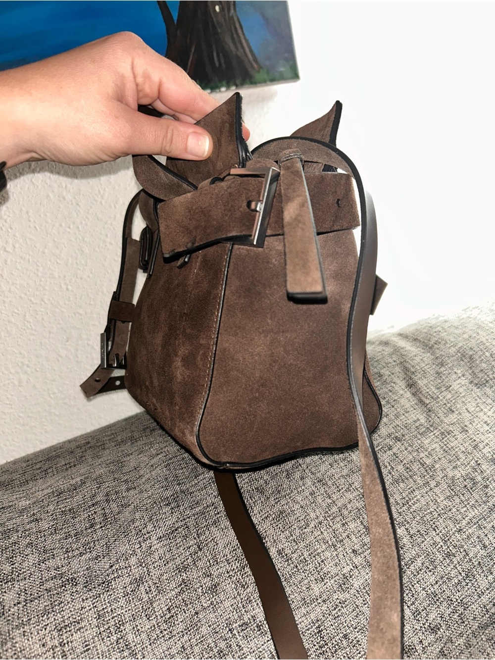 AllSAINTS Mini Perez Suede Top Handle Bag - Picture 4 of 14